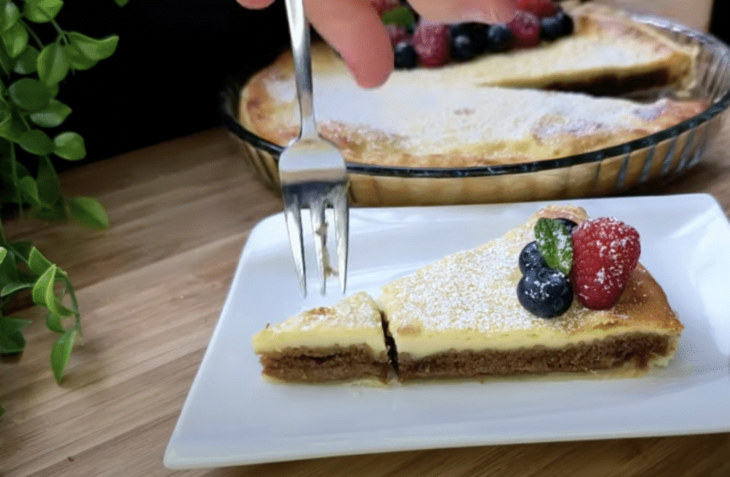 Fini cheesecake izrađen od lisnatog tijesta s špeulos vrhnjem i hrskavim keksima