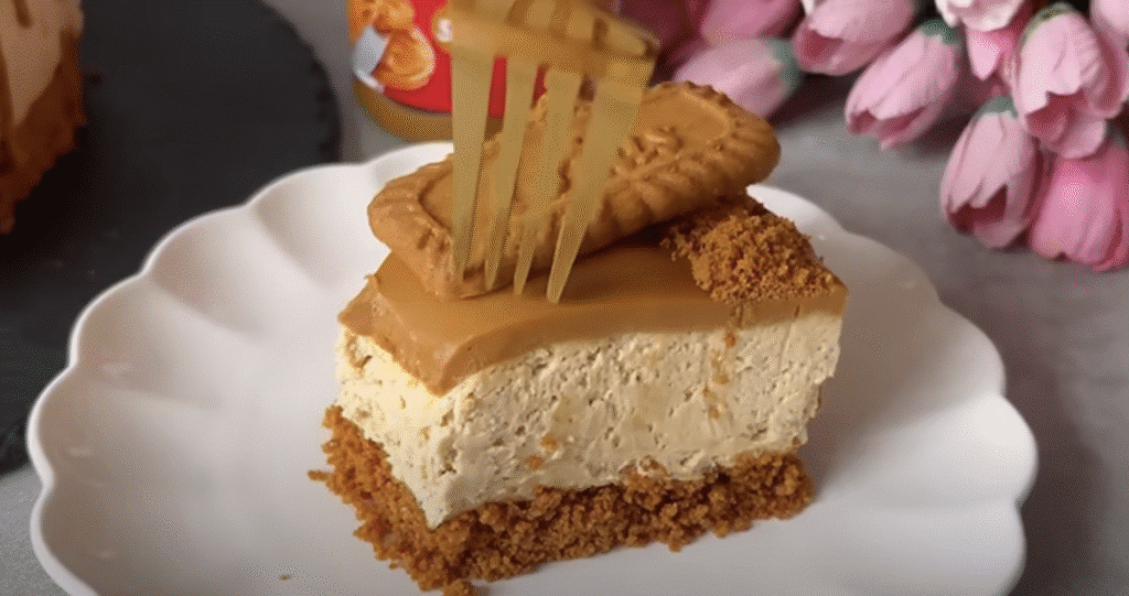 Unbked Lotus Biscoff Cheesecake s sirom od sira -Lotus krema - jednostavna i jednostavna priprema!