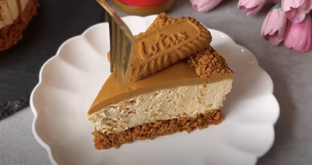 Unbked Lotus Biscoff Cheesecake s sirom od sira -Lotus krema - jednostavna i jednostavna priprema!